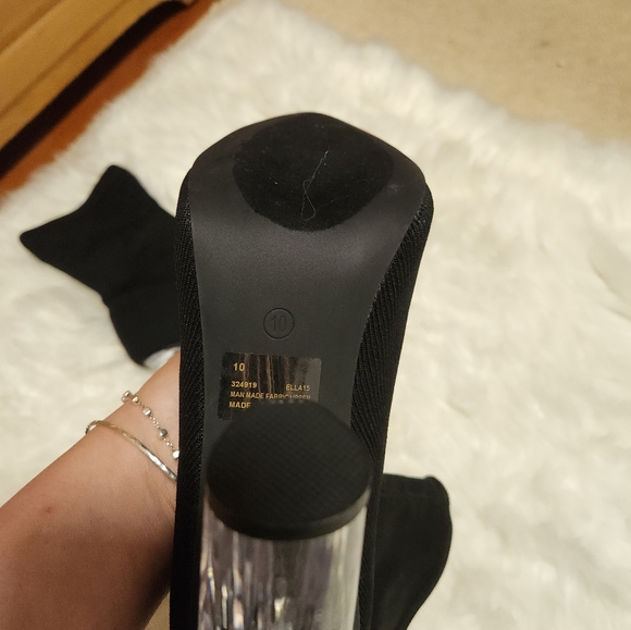 Fashion Nova/ Black Sock Boots w/Acrylic Heels - Picture 5 of 7